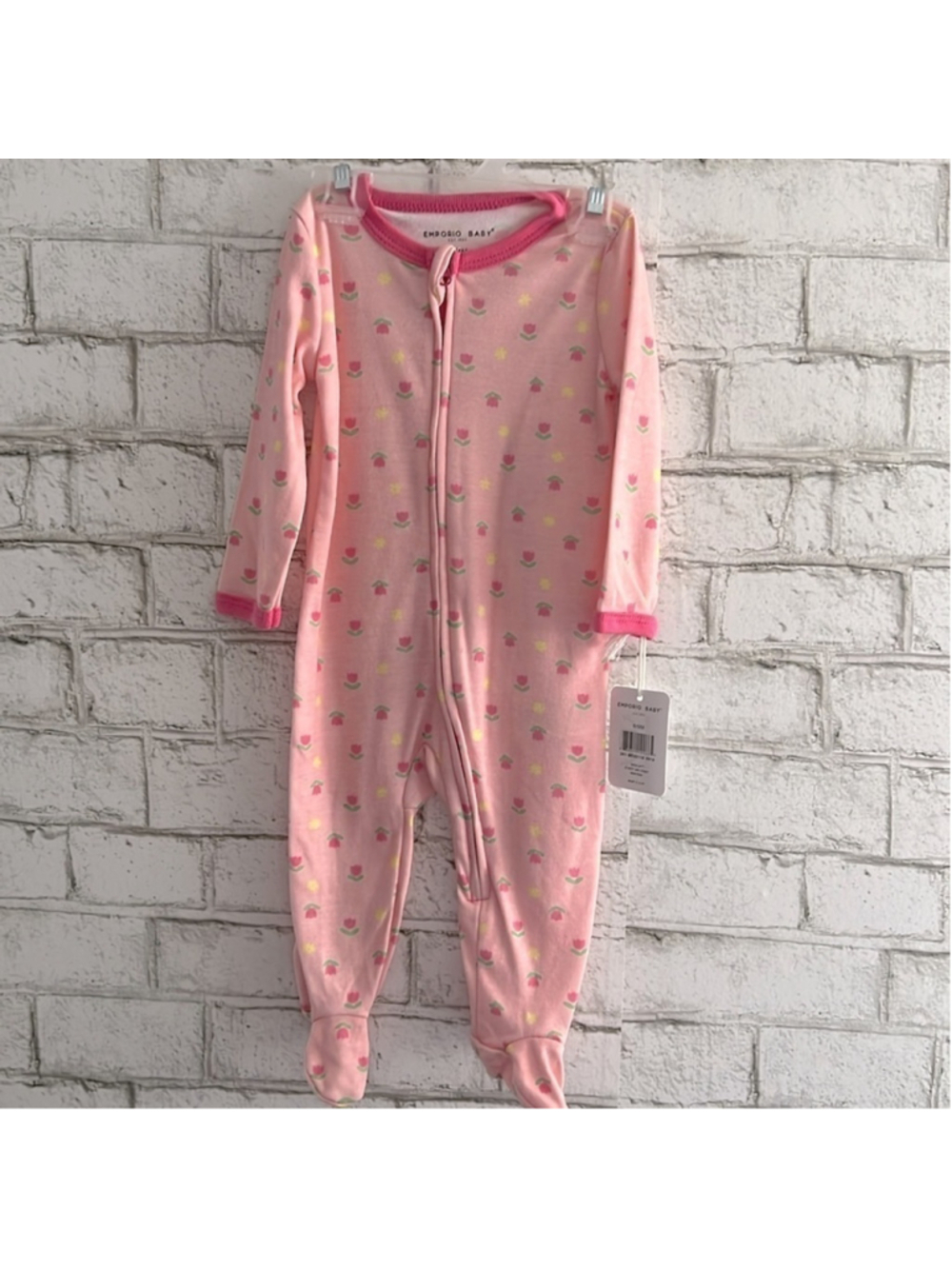 NWT Emporio Baby Pink Tulip Sleep and Play Body Suit size 6-9 months
